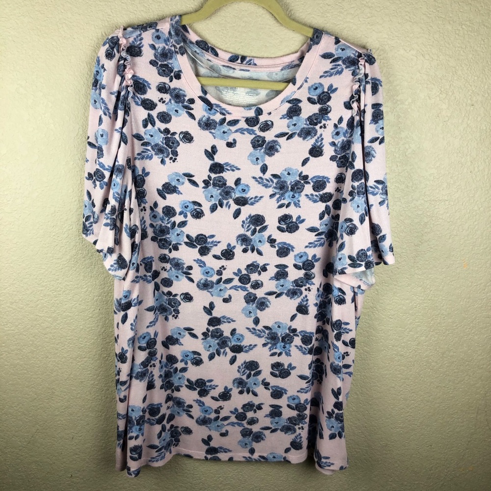 Lane Bryant light sweater flowered top